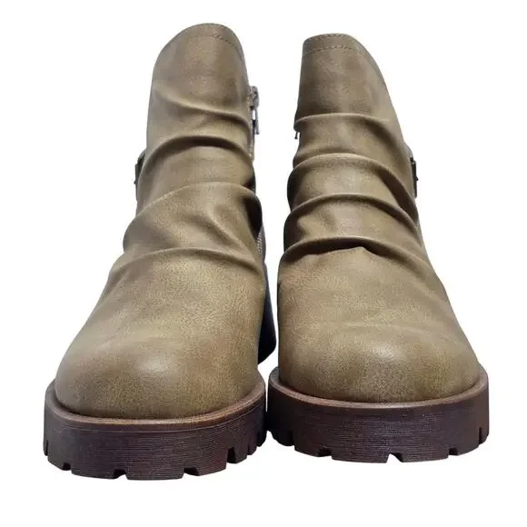 Eurosoft bv Sofft Ariva Side Buckle Ruched Boots Chunky Sz 9.5 Stone Brown $89 - Picture 6 of 12